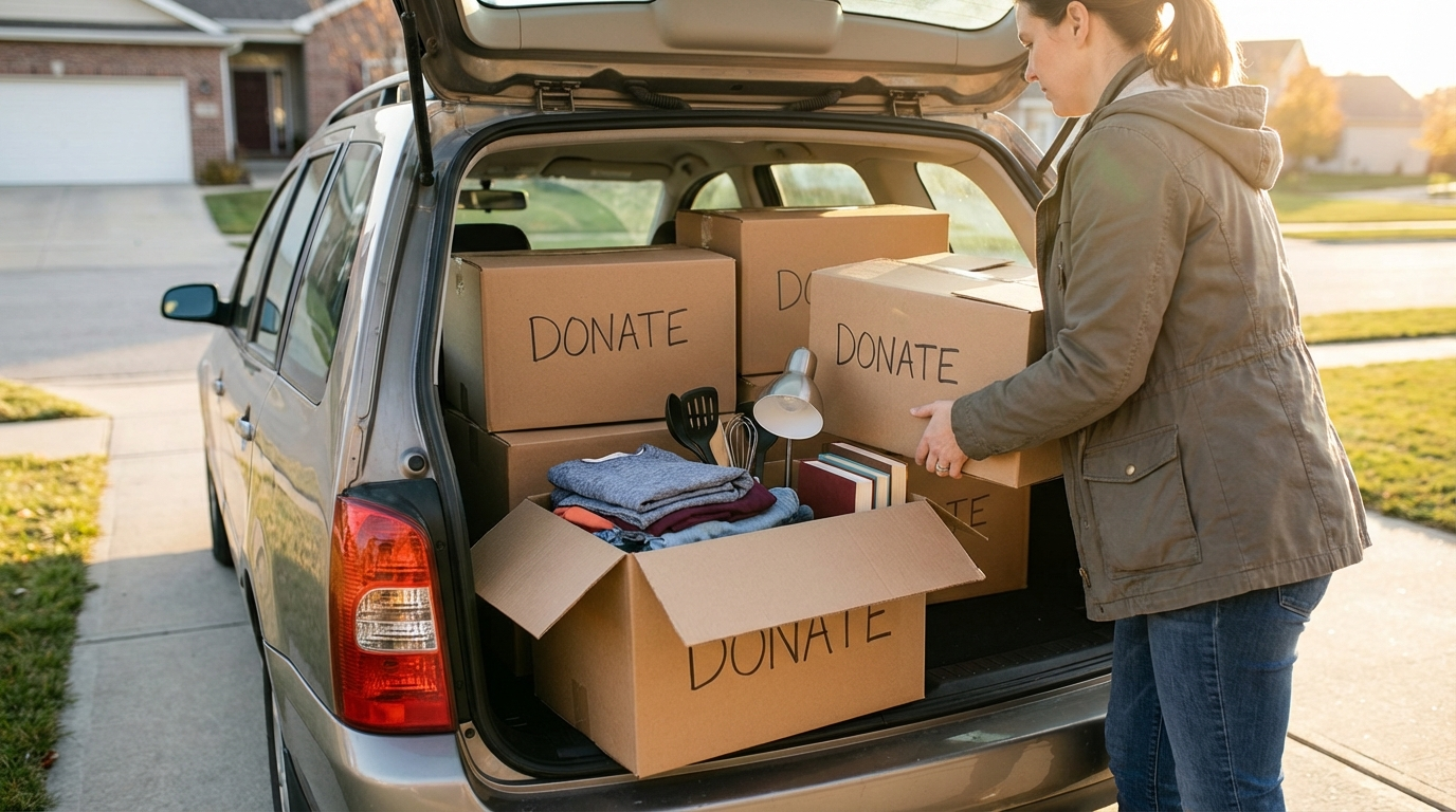 Donation box being checked for valuable items