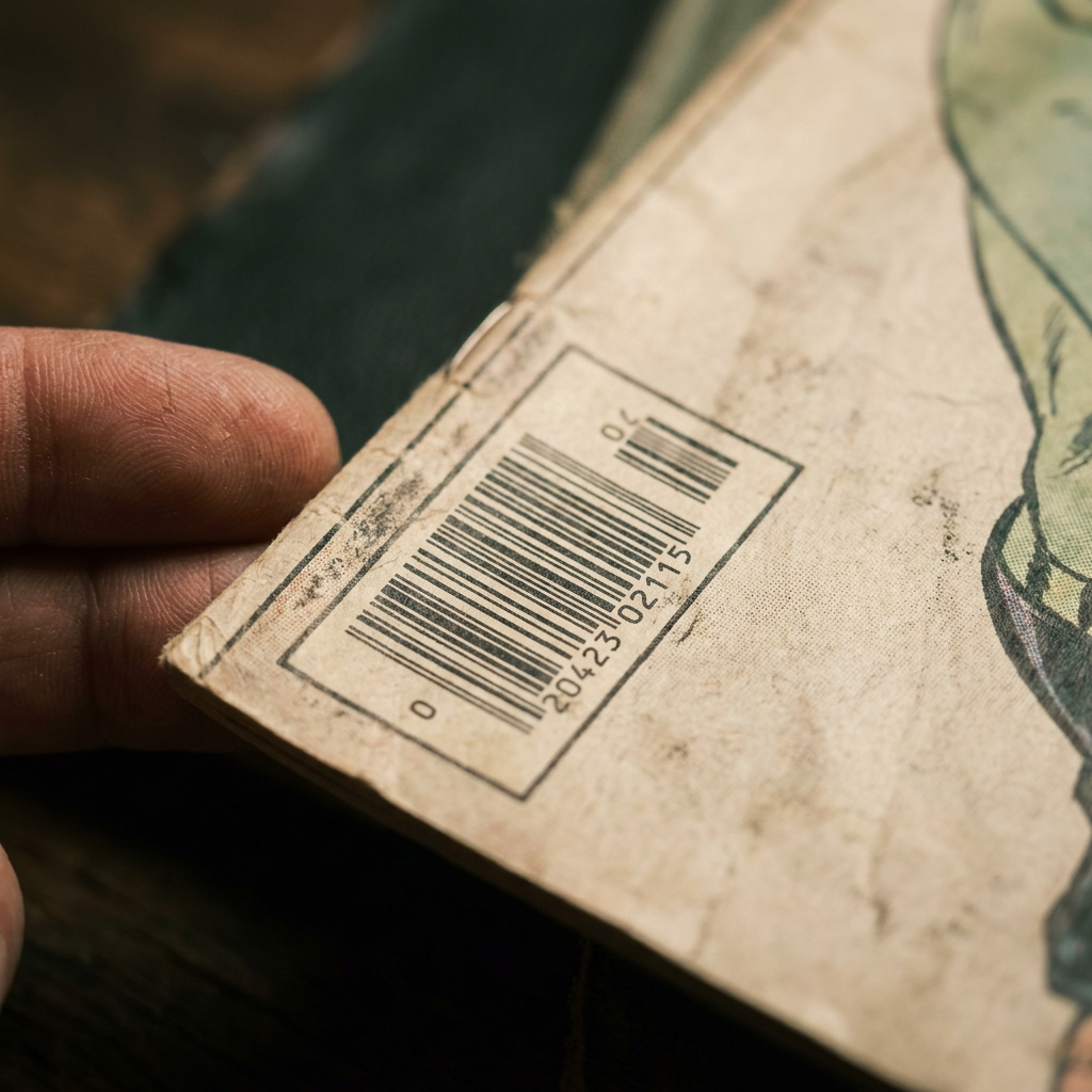 Lower corner of a comic cover showing a full UPC barcode, marking a newsstand edition