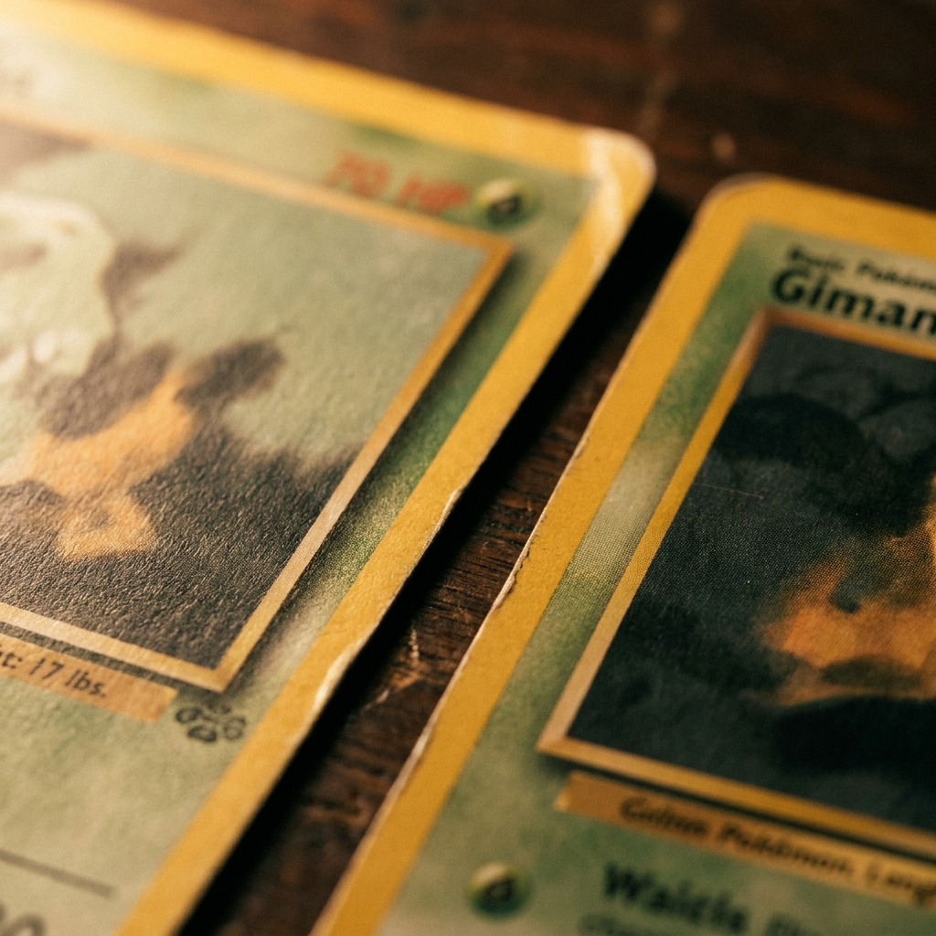 Close-up comparison of two Pokémon card art boxes, one with a drop shadow along the right edge and one without