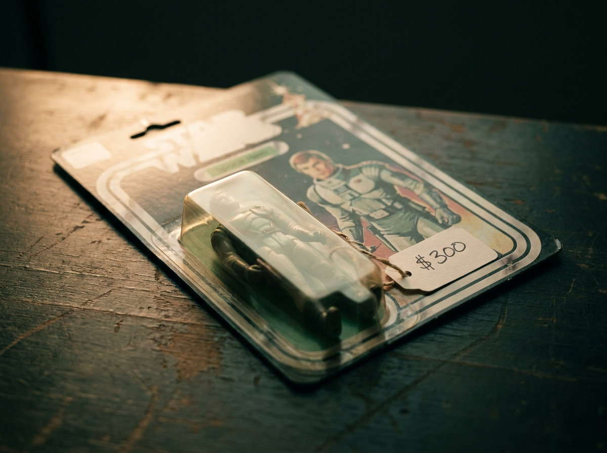 Vintage action figure sealed on its original printed cardback, corners sharp and bubble intact