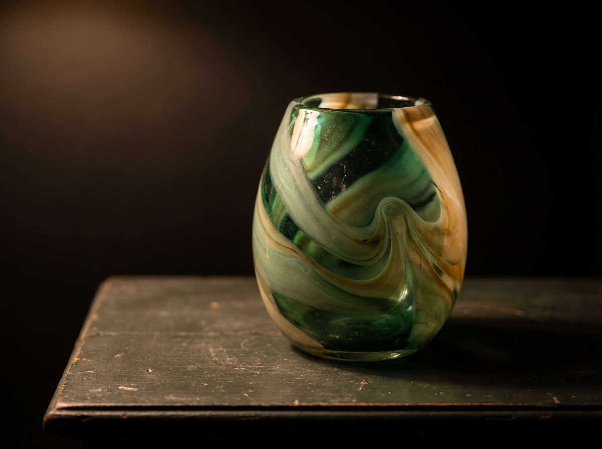Art glass vase with swirled coloring
