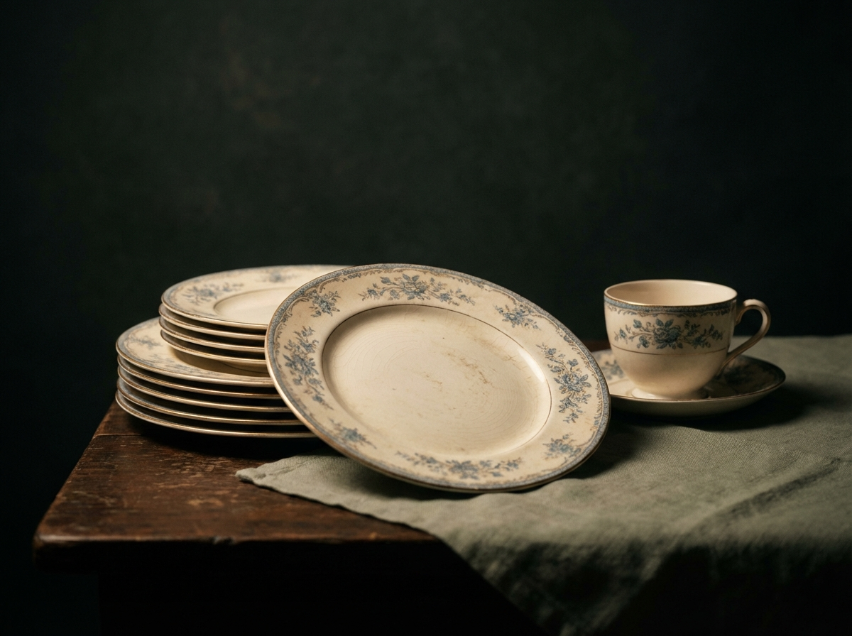 Vintage china and dishware being sorted