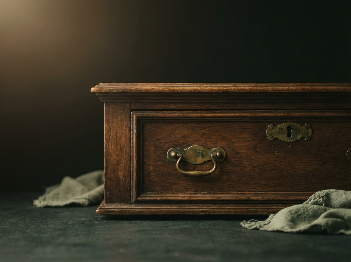 Vintage furniture being evaluated during a house cleanout