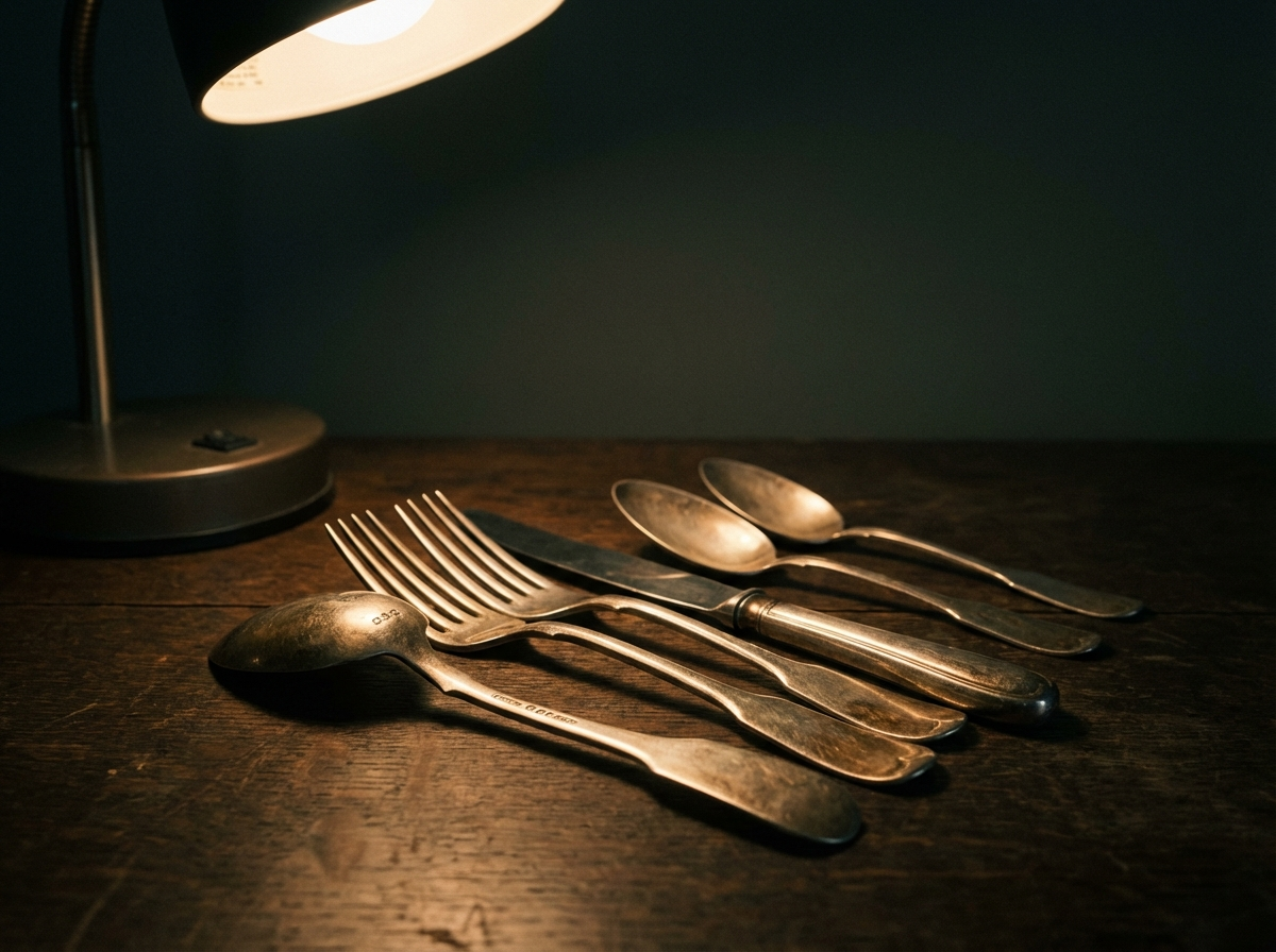 Sterling silver pieces being examined