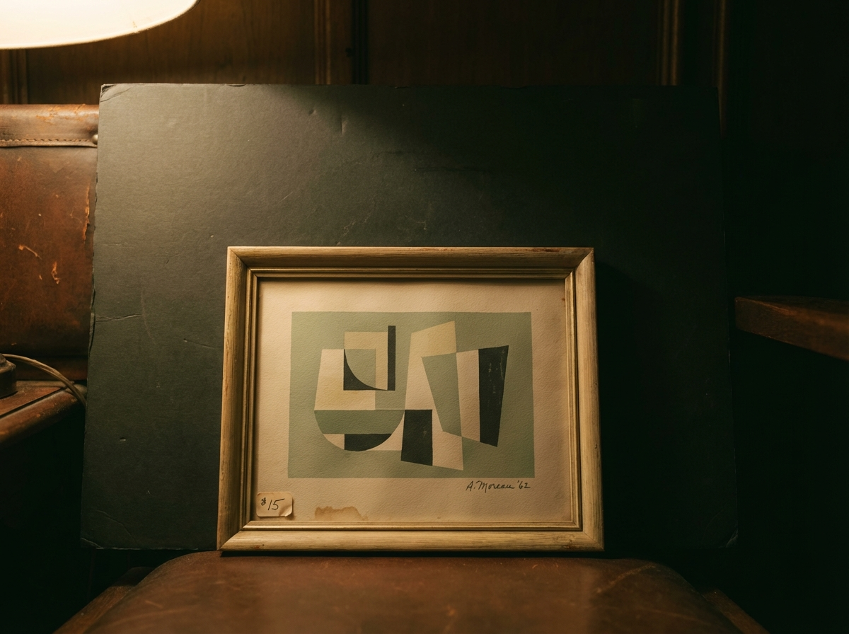 Framed artwork being appraised