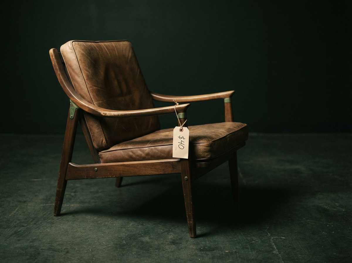 Vintage furniture at an estate sale identified as a valuable designer piece