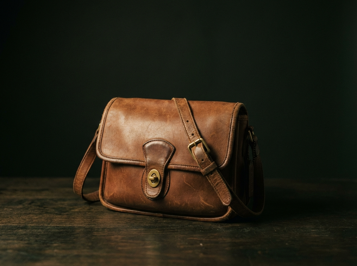 Vintage leather bag found at a thrift store